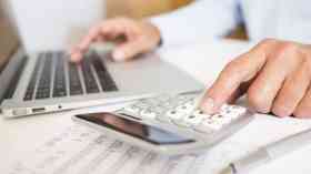 Calculator and laptop