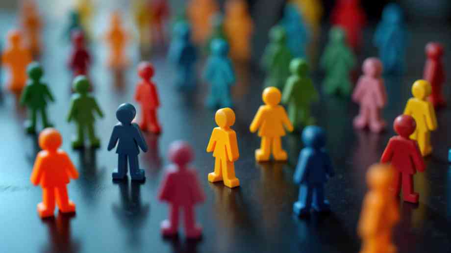 Different coloured figures.