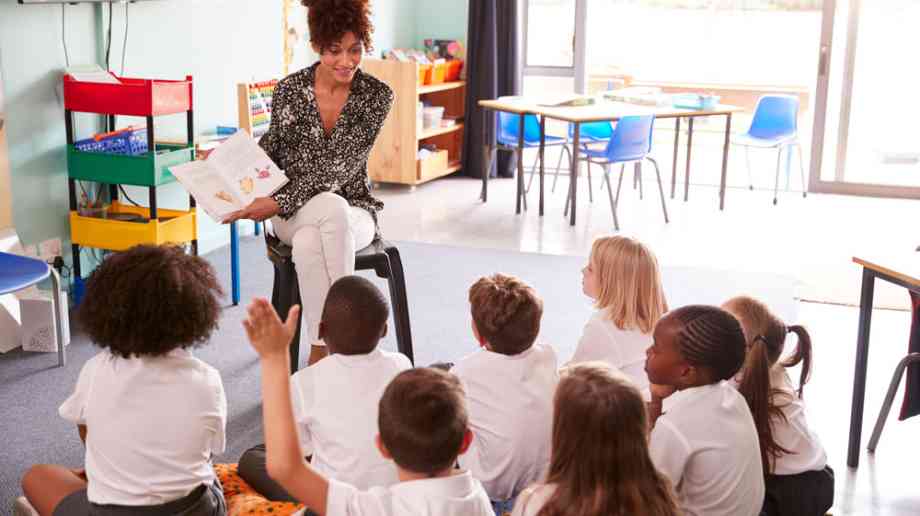 Teacher reading to class