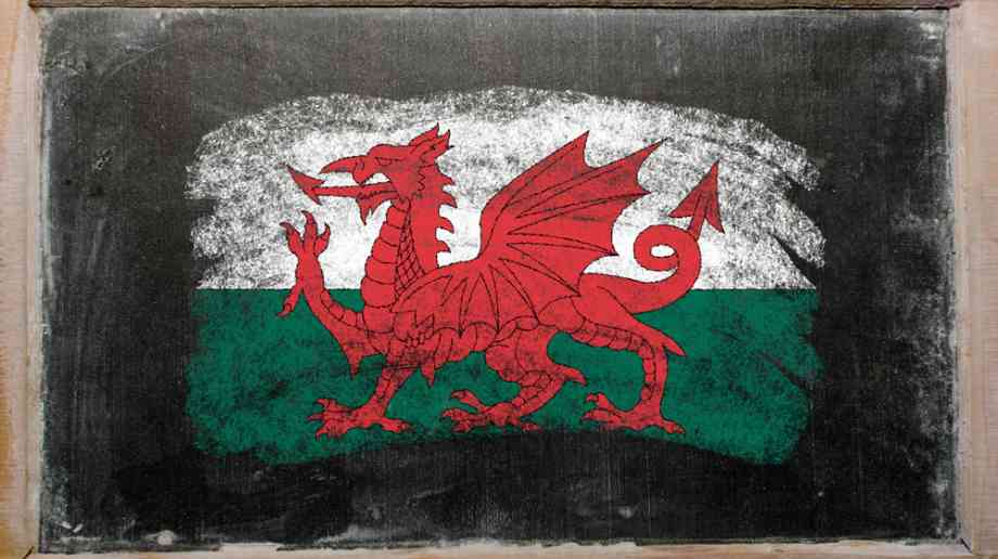 Welsh flag on blackboard