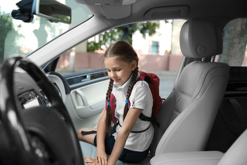 School girl with backpack